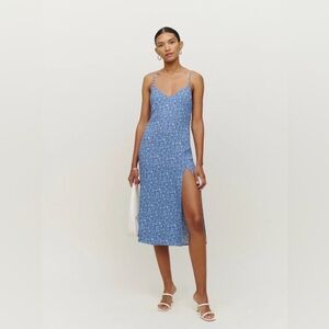 Reformation Crimini Floral Dress, Eve (Blue), Size 6